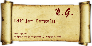 Májer Gergely névjegykártya